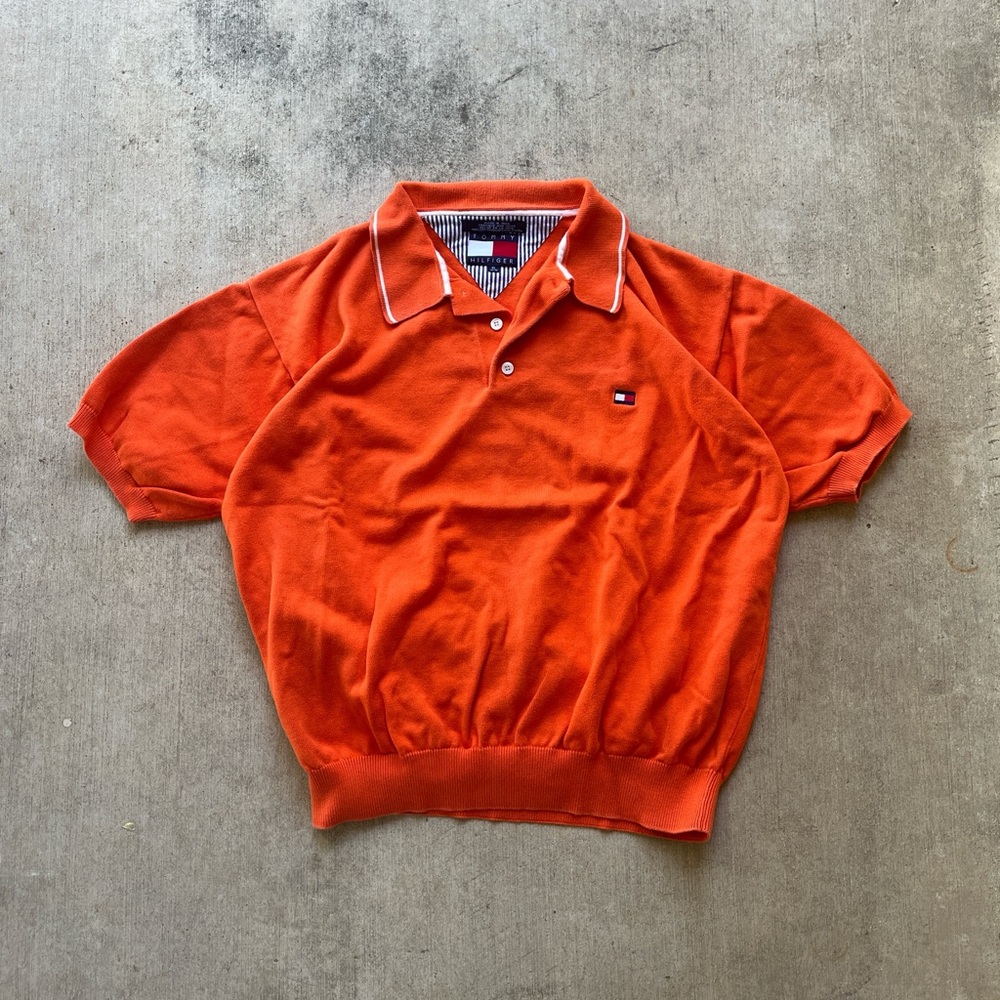 Tommy Hilfiger Vibrant Orange Polo Shirt Cotton Blend